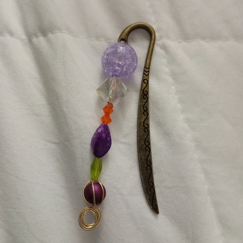 hand crafted New antique gold mixed media crystal bookmark